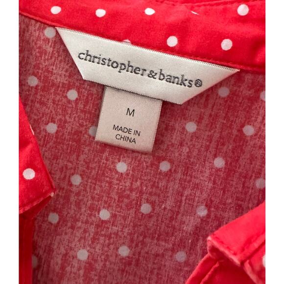 Christopher & Banks Medium 3/4 Sleeve Polka Dot Button Front Shirt - Picture 3 of 8